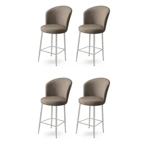 Bar Stool Set (4 Pieces) Fora - Cappuccino, Chrome