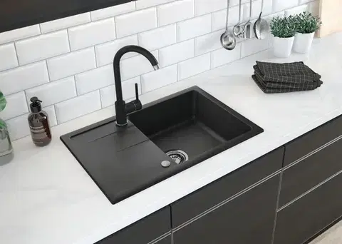DEANTE Leda grafit Granitový dřez včetně bateries elastickou hubicí ZRDP2113