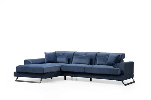Hanah Home Rohová sedací souprava Frido 308 cm modrá levá