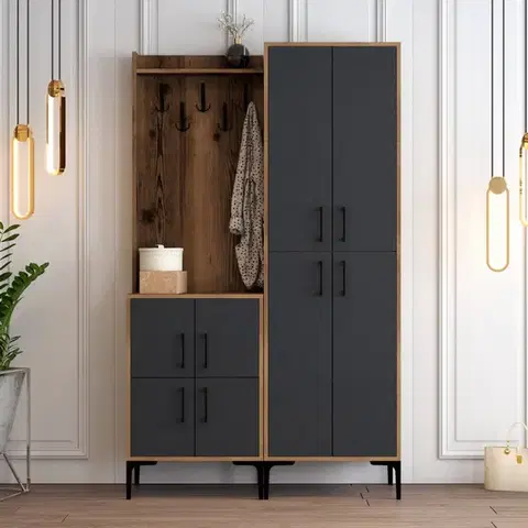Předsíňová stěna Berlin BA - Walnut, Anthracite