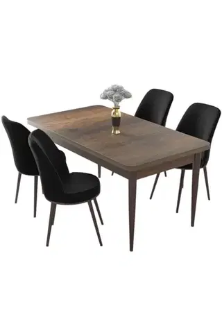 Dining Table & Chairs Set (5 Pieces) Nil - Baroque, Black