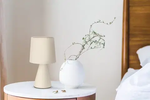 SATTI béžová keramická stolní lampa se stínidlem E14 1x40W klasická elegantní dekorativní do obývacího pokoje, ložnice, kanceláře