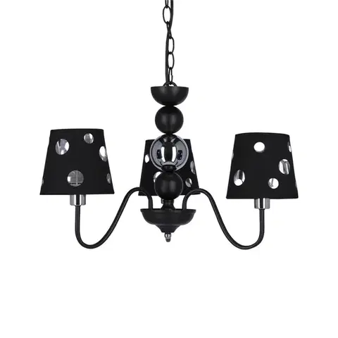 Černý lustrový závěsný lampa 3xE14 Batley Ledea