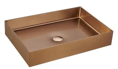 Umyvadlo na desku v barvě rose gold SAT Aurum 55x38 cm bez přepadu SATAUR5538BRG SATAUR5538BRG