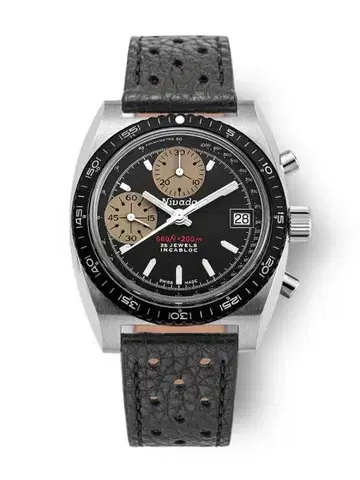Nivada Grenchen Autochron White Automatic - Black Racing Strap