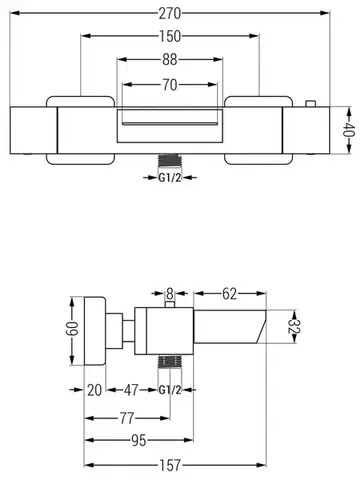MEXEN Termostatická vanová baterie Cube, bílá 77360-20