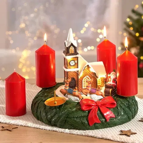 Adventní LED věnec  Vánoční kostel