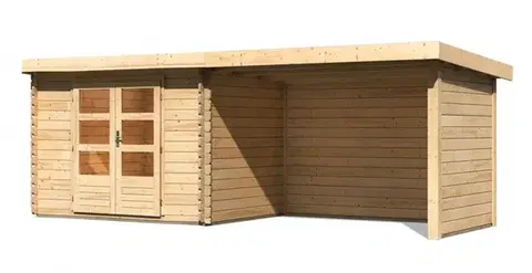 Dřevěný zahradní domek BASTRUP 3 s přístavkem Lanitplast
