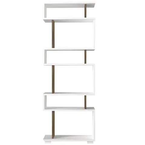 Knihovna Blok - White, Walnut