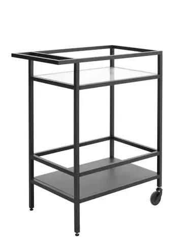 Estila Servírovací vozík Farver, černý kov/sklo, 85 cm