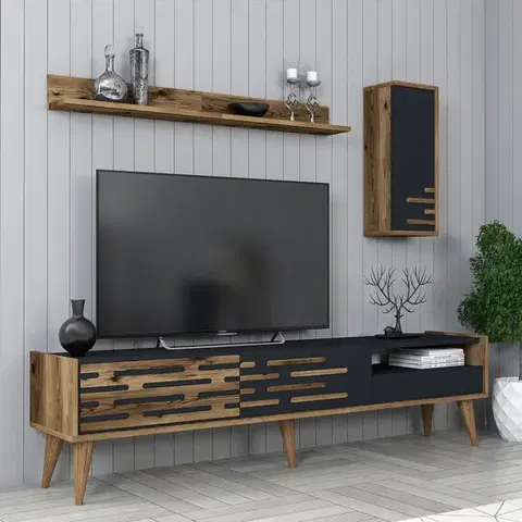 TV stěna / Sestava pod TV Valensiya - Walnut, Anthracite