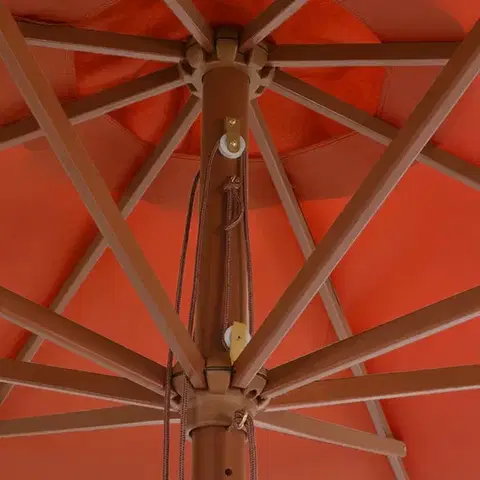 Slunečník Ø 350 cm látka / dřevo Dekorhome