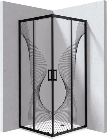 DEANTE Funkia Evo čtvercový kout s vaničkou, 80x80 cm – vzor vlna KYCPNB88P