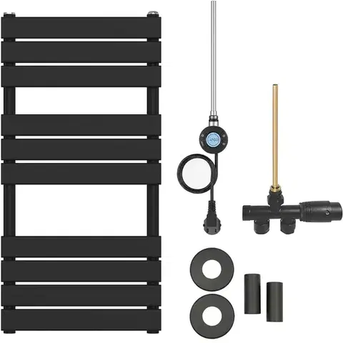 CERANO Koupelnový radiátorový set Claude kombinované vytápění, wifi tyč boční jednobodové připojení 300W černá matná 1000x500 mm CER-071777