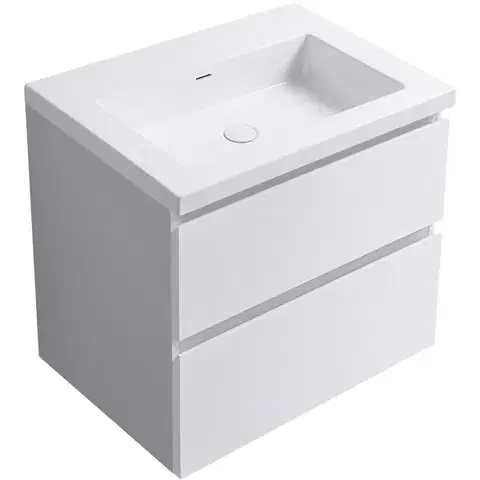 CERANO Koupelnová skříňka Carole bílá matná + umyvadlo z lit. mramoru Ovo bílá lesklá 50,5x53x46,5  CER-043983