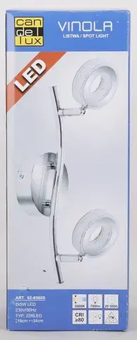 LED nástěnná lampa 2x5W VINOLA CHROM STRIP 3000K