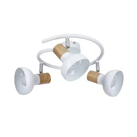 Spirálová stropní lampa kovová bílá + dřevěná 3E14 Puerto