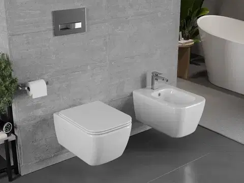 MEXEN/S MARGO závěsná WC mísa včetně sedátka s slow-slim, duroplast, bílá 30420900