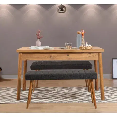 Jídelní set se stolem a lavicí (3 kusy) Costa 1053 - Atlantic Pine, Anthracite