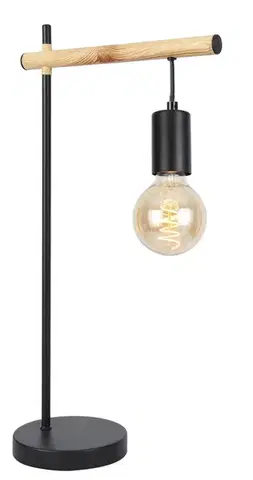 Stolní lampa Izzy černá + dřevěná