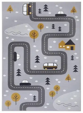 Hanse Home, DOPRODEJ: 120x170 cm Dětský koberec Adventures 104535 Grey/mustard, 120x170, šedá, dětský pokoj
