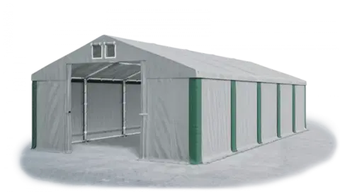 Skladový stan 5x10x2,5m střecha PVC 560g/m2 boky PVC 500g/m2 konstrukce ZIMA PLUS Zelená Šedá Šedá