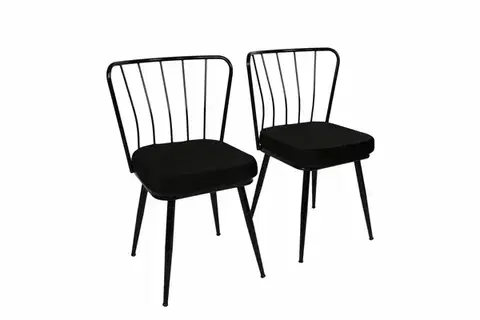 Sada jídelních židlí Yildiz Black and Black, 2 ks, 2 ks