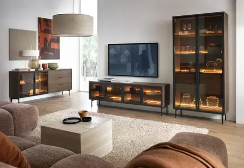 ArtLas Komoda NAIRE 181 2D3S s LED osvětlením | dub dunin