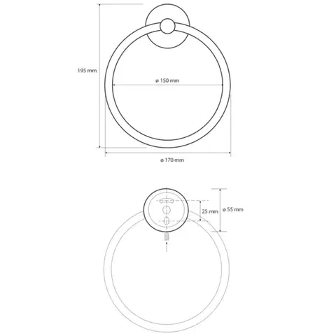 SAPHO X-ROUND BLACK držák ručníků kruh, černá mat XR411B