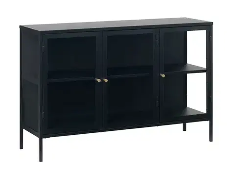 Estila Příborník Soeren, černý kov/sklo, 132 cm