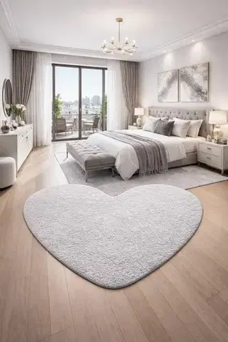 Vopi, Kusový koberec Eton šedý srdce, 100x120 srdce, šedá