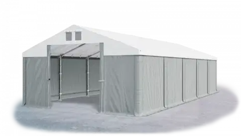 Skladový stan 5x10x2,5m střecha PVC 560g/m2 boky PVC 500g/m2 konstrukce ZIMA PLUS Bílá Šedá Šedá