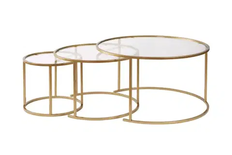 Sada konferenčních stolků Aurum - 80, 60, 42 - Gold, Transparent