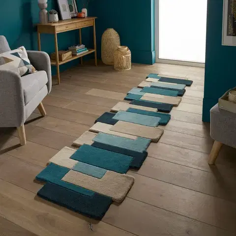 Flair Rugs, AKCE: 60x230 cm Běhoun Abstract Collage Teal, modrá, chodba / předsíň