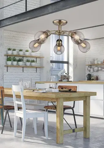Stropní lampa s patinovaným drátěným stínidlem 5x60W Gliva
