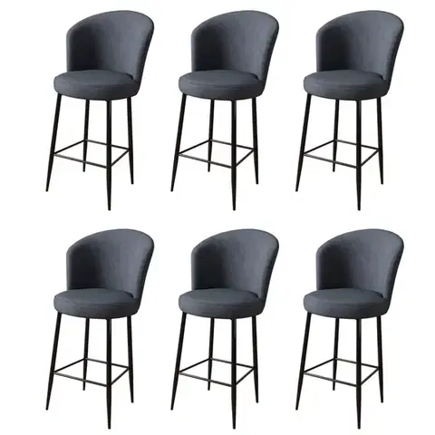 Bar Stool Set (6 Pieces) Fora - Anthracite, Black