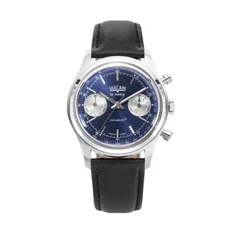 Vulcain Chronograph 70's - Blue - Brown Plain