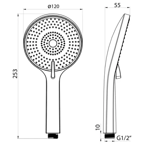 SAPHO Ruční masážní sprcha, 5 režimů sprchování, silikon trysky, průměr 120, ABS/měď mat SK879PG