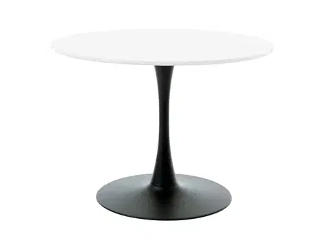 Estila Jídelní stůl Holstebro, bílý/černý kov, Ø 100 cm