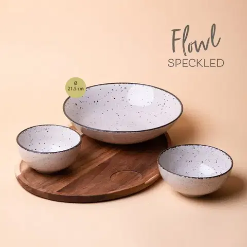 Set Flowl - Misky Gaya Atelier šedé skvrnité + Podnos Triangle Agát - 453094