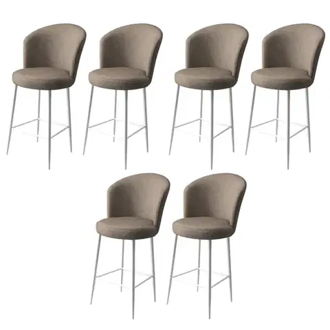 Bar Stool Set (6 Pieces) Fora - Cappuccino, White