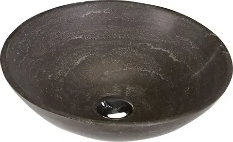 SAPHO BLOK 1 kamenné umyvadlo na desku Ø 40cm, matný tmavý kámen 2401-02
