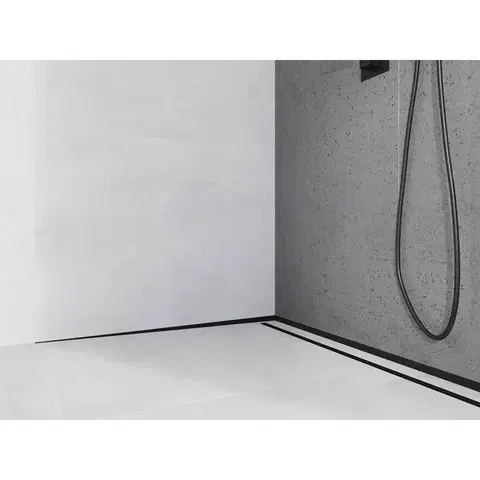 MEXEN Line-B spádová lišta nástěnná 120 cm levá, černá 187002120L