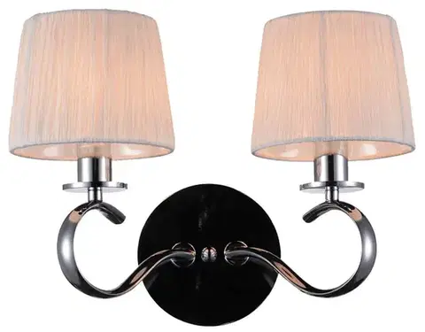 Dvojitá chromová nástěnná lampa s bílým látkovým stínidlem Clara
