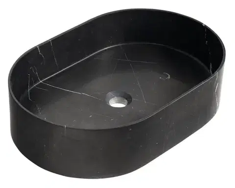 SAPHO BLOK kamenné umyvadlo na desku, 55x37cm, matný černý Marquin 2401-51