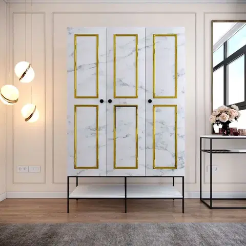 Šatní skříň Martin 3 - White, Black, Gold