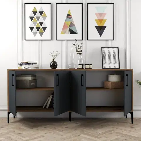 Konzolový stolek Kiev - Walnut, Anthracite