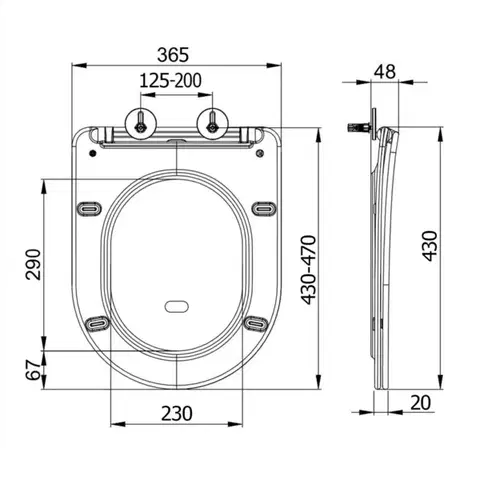 SAPHO PACO WC sedátko, SLIM, Soft Close, Easy Take, černá mat PCS1012B