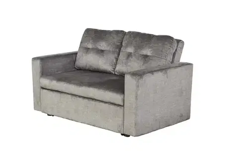 Estila Moderní designová šedá dvojsedačka Lotta se sametovým potahem a čalouněním s rozkládací funkcí 142 cm