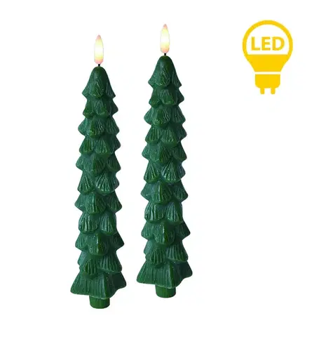 Mondex Sada 2 ks vánočních LED svíček Nikolao 5x26 cm zelená